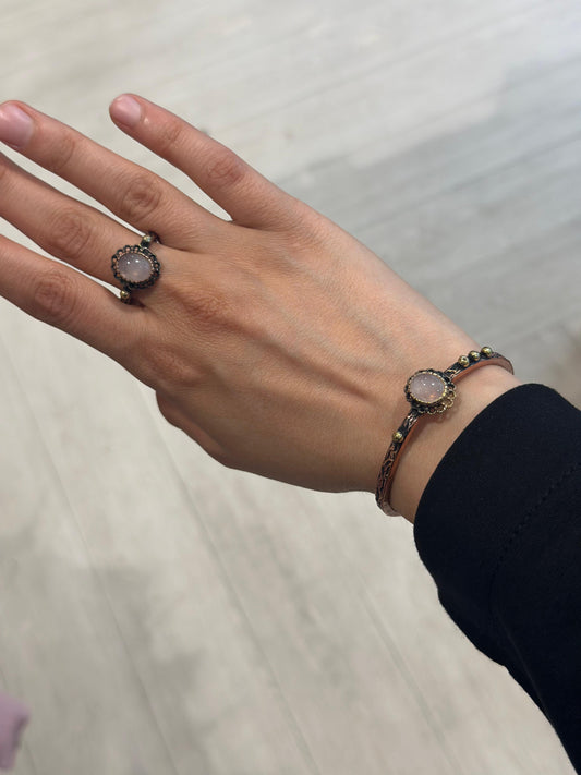 Handmade Copper Bracelet Ring Set– Adjustable Minimalist Bangle/Ring