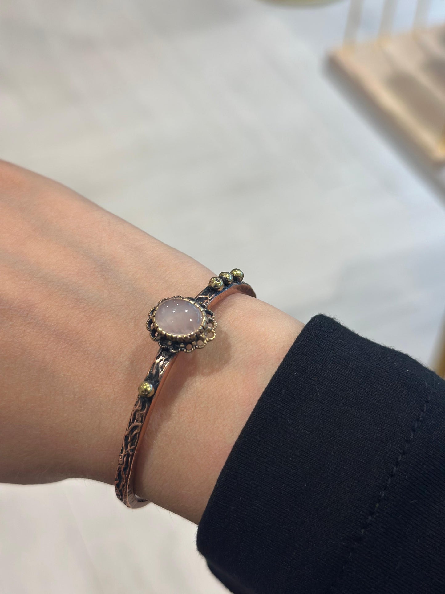 Handmade Copper Bracelet Ring Set– Adjustable Minimalist Bangle/Ring