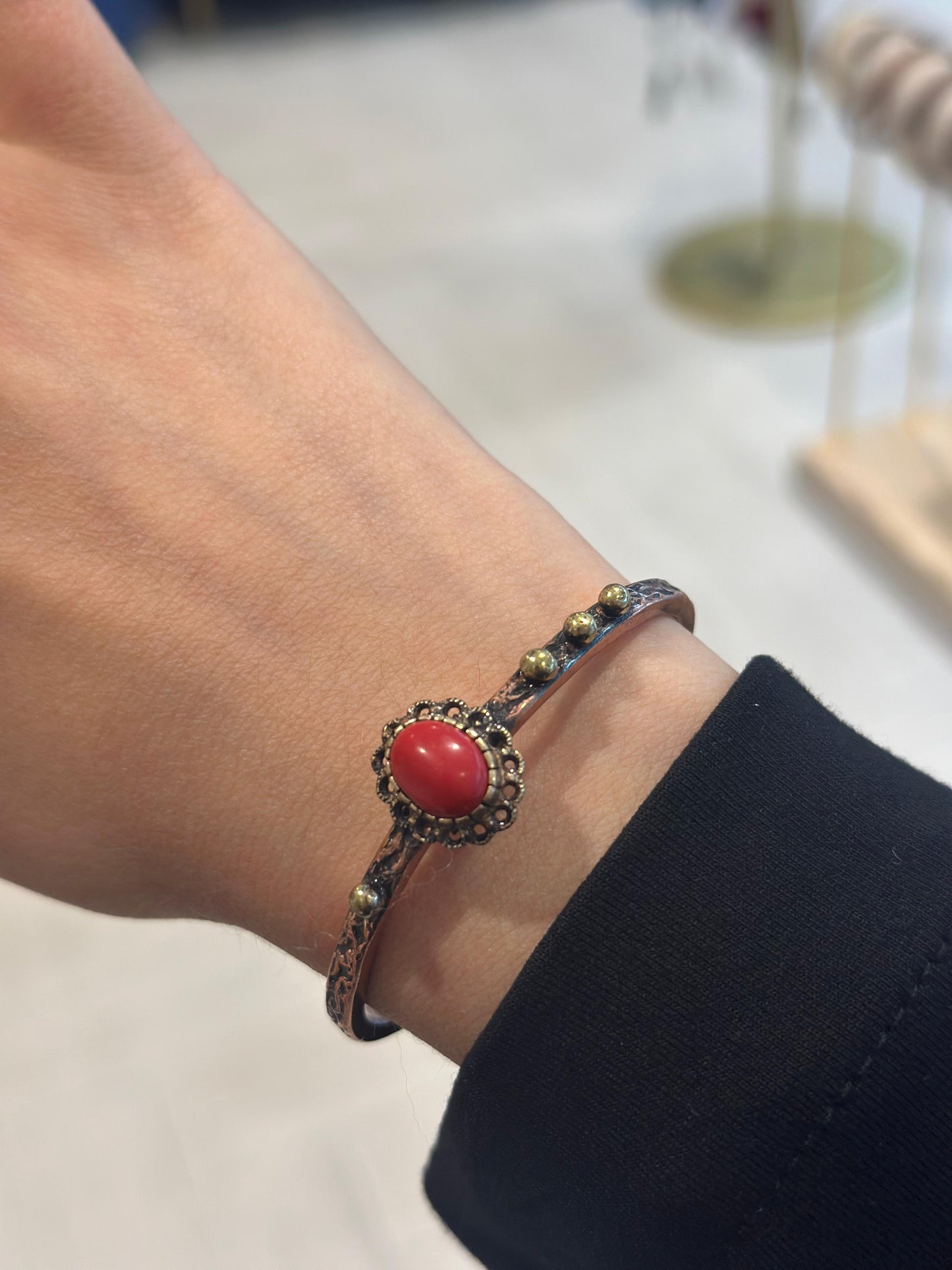 Handmade Copper Bracelet Ring Set– Adjustable Minimalist Bangle/Ring