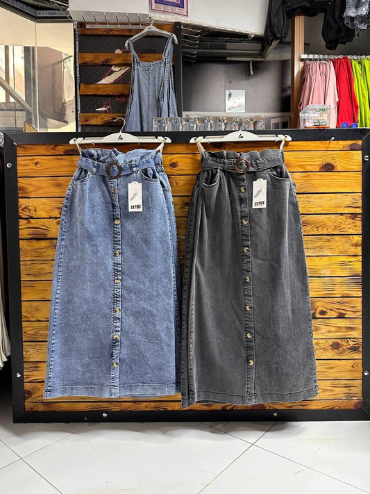 High Waist Denim Pencil Skirt