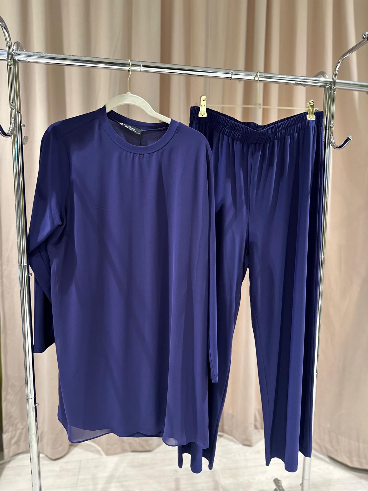 Plus Size Two-Piece Set with Tulle Detail Top (Short) – Fatma Danışman