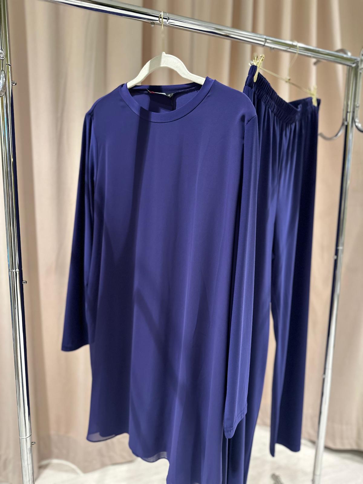 Plus Size Two-Piece Set with Tulle Detail Top (Short) – Fatma Danışman