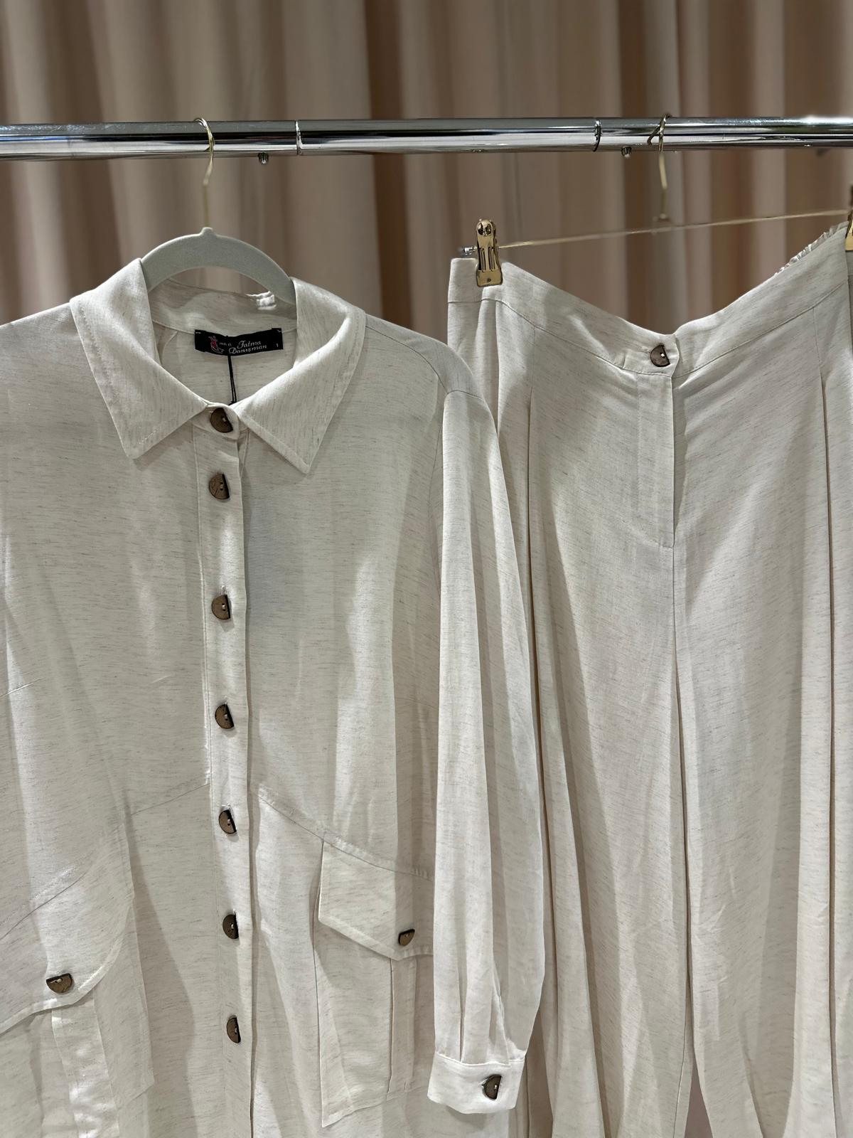 Plus Size Button-Front Top & Pants Set – Fatma Danışman