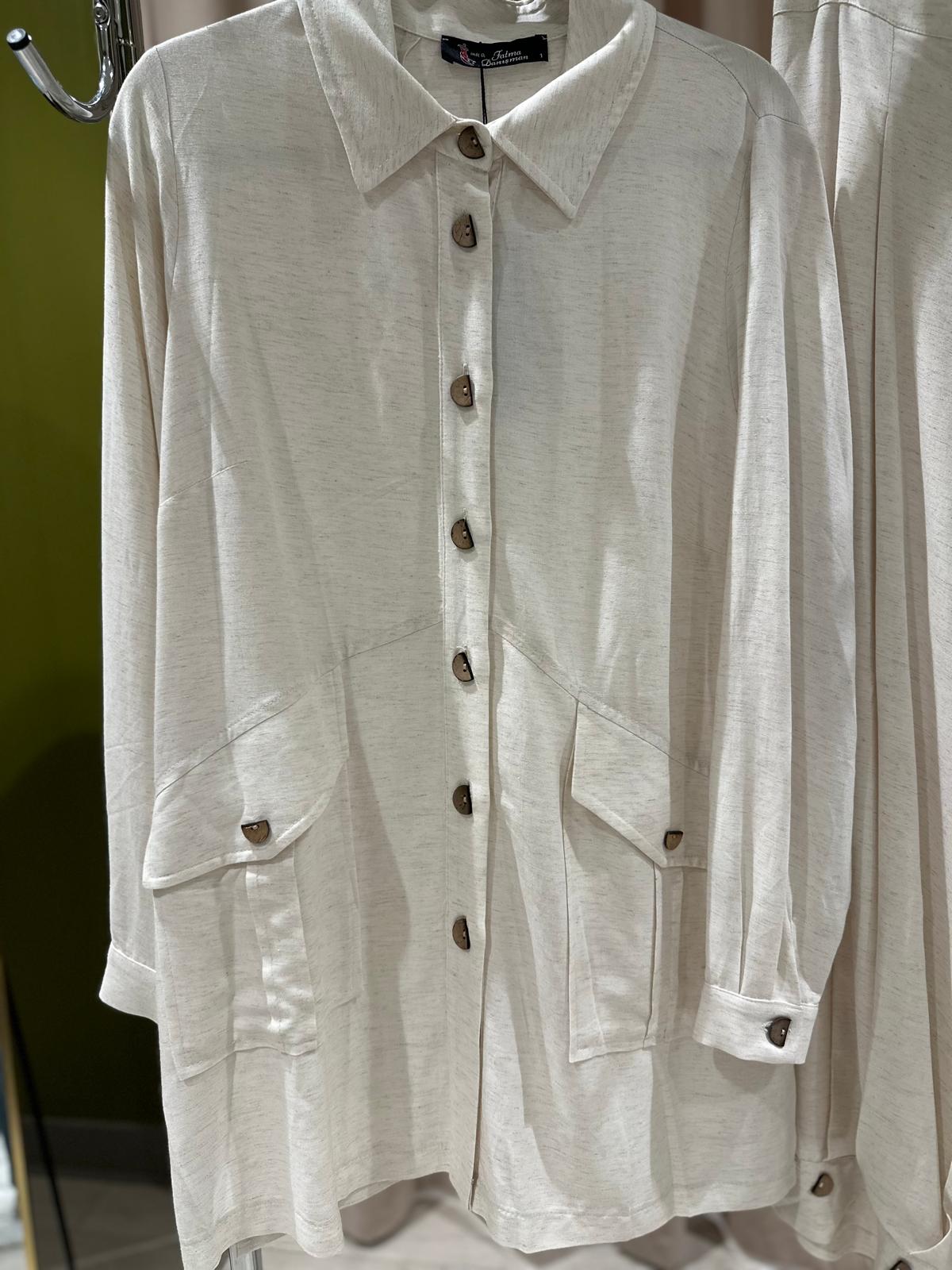 Plus Size Button-Front Top & Pants Set – Fatma Danışman