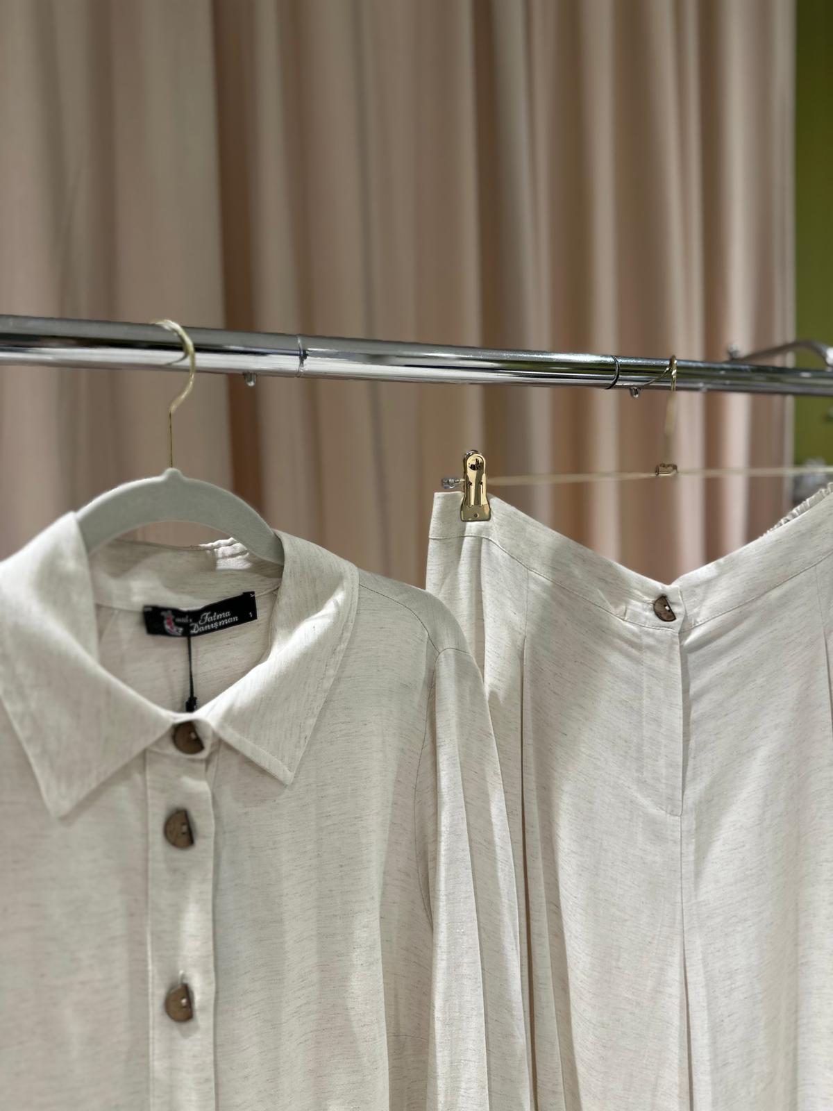 Plus Size Button-Front Top & Pants Set – Fatma Danışman