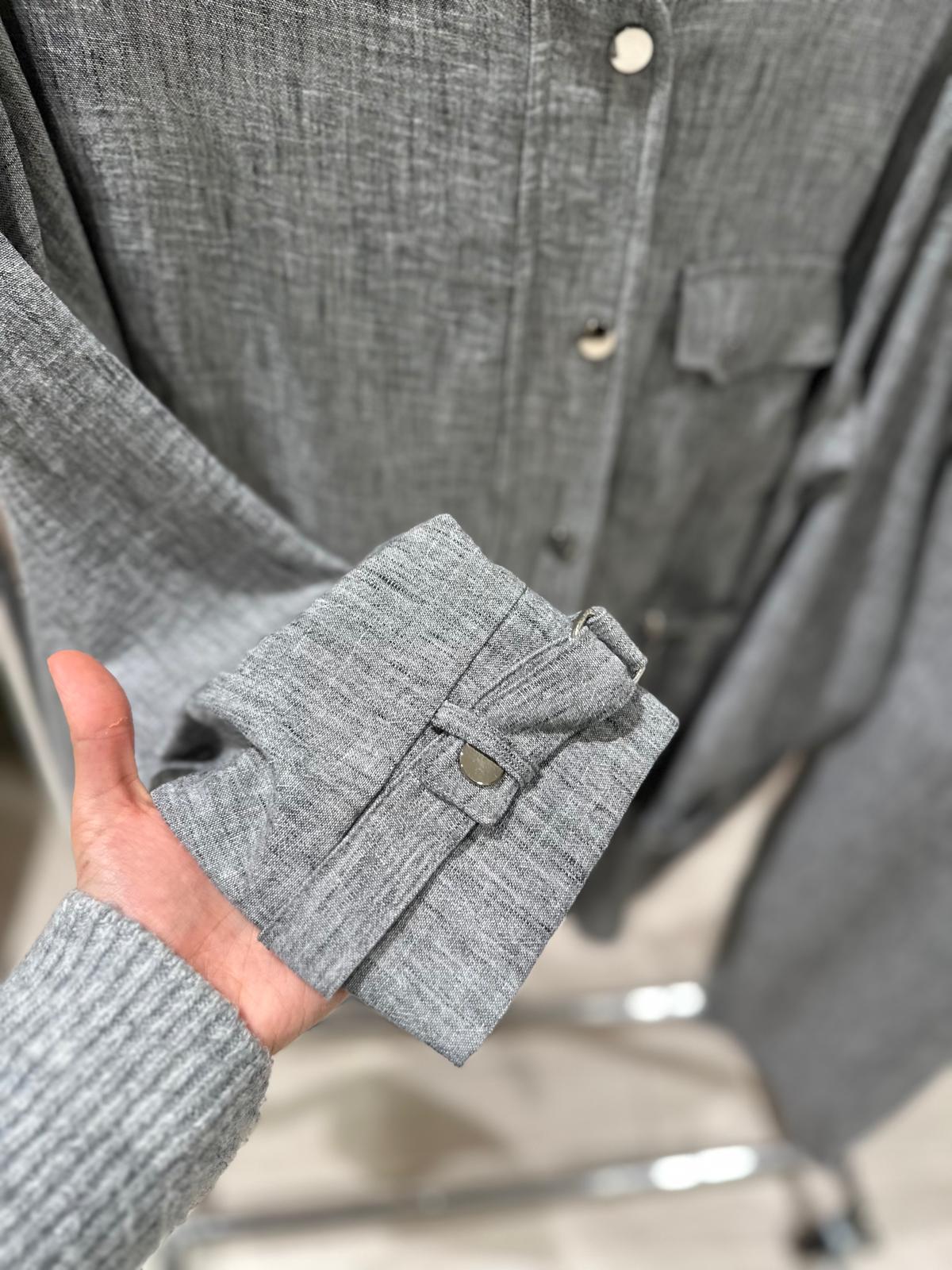 Plus Size Linen-Blend Buttoned Top & Pants Set – Fatma Danışman