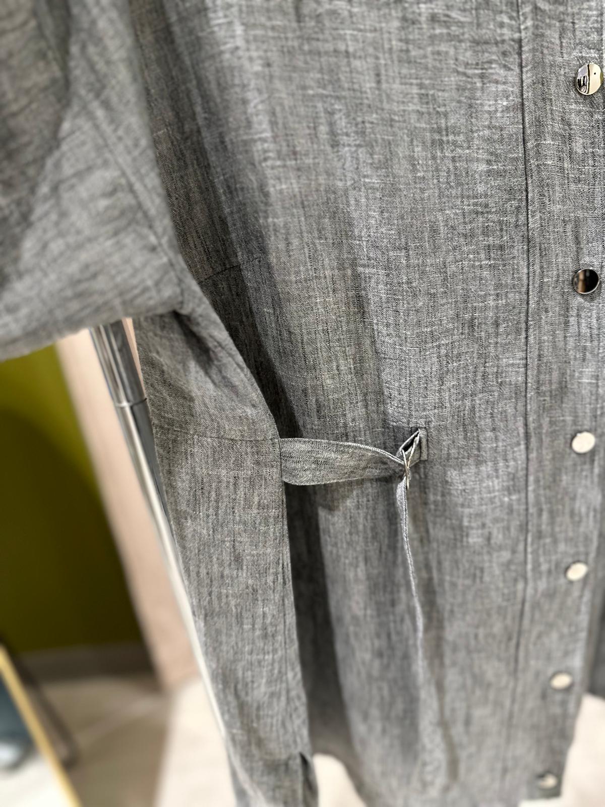 Plus Size Linen-Blend Buttoned Top & Pants Set – Fatma Danışman