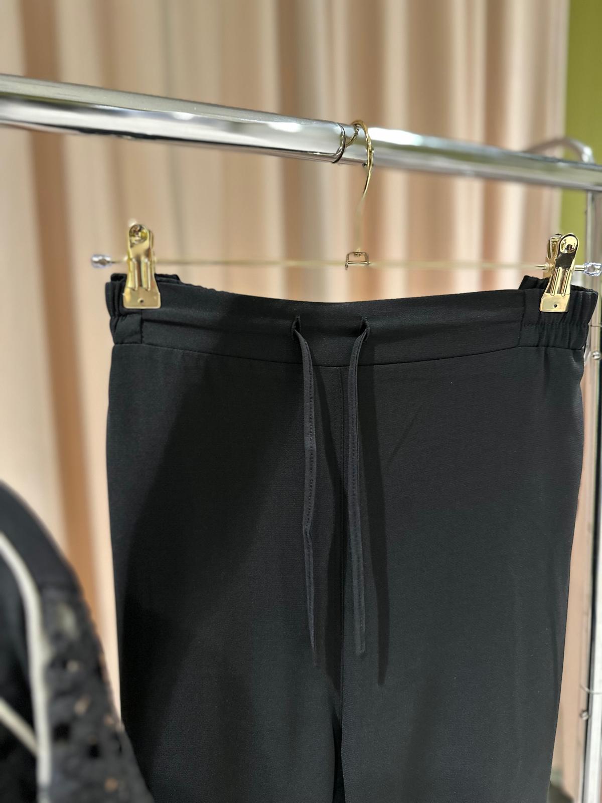 Plus Size Black Button-Front Top &amp; Pants Set with Lace Sleeves – Fatma Danışman