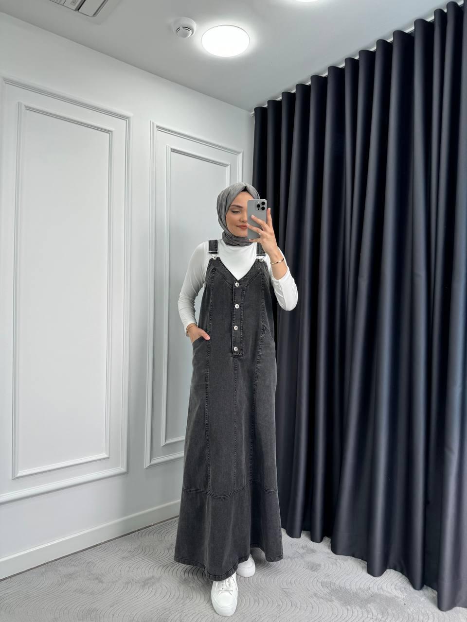 Blossom New Collection Great Quality Dark Gray Jean Dress