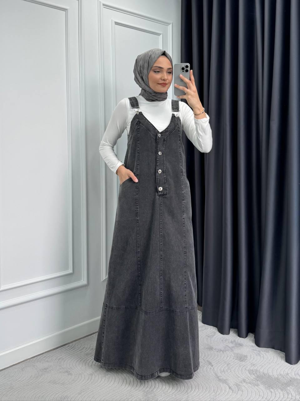 Blossom New Collection Great Quality Dark Gray Jean Dress