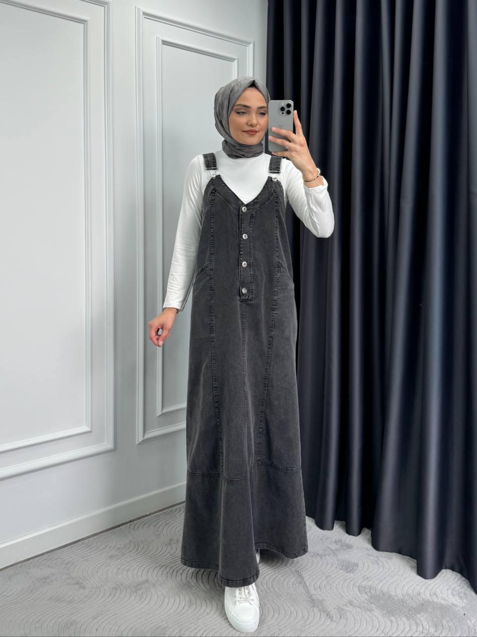 Blossom New Collection Great Quality Dark Gray Jean Dress