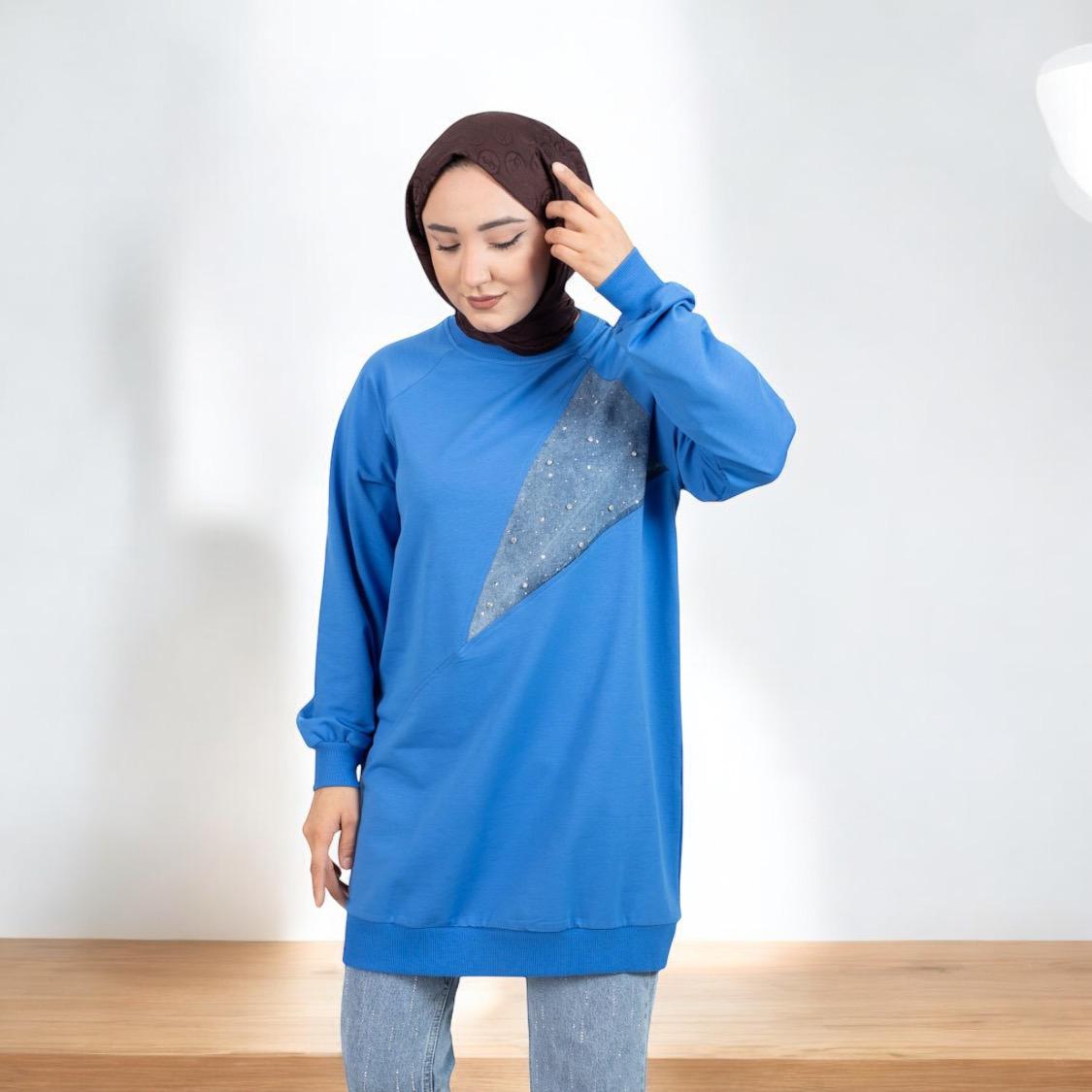 Blossom New Collection: Stylish / Trendy Jean Pattern Blue Tunic