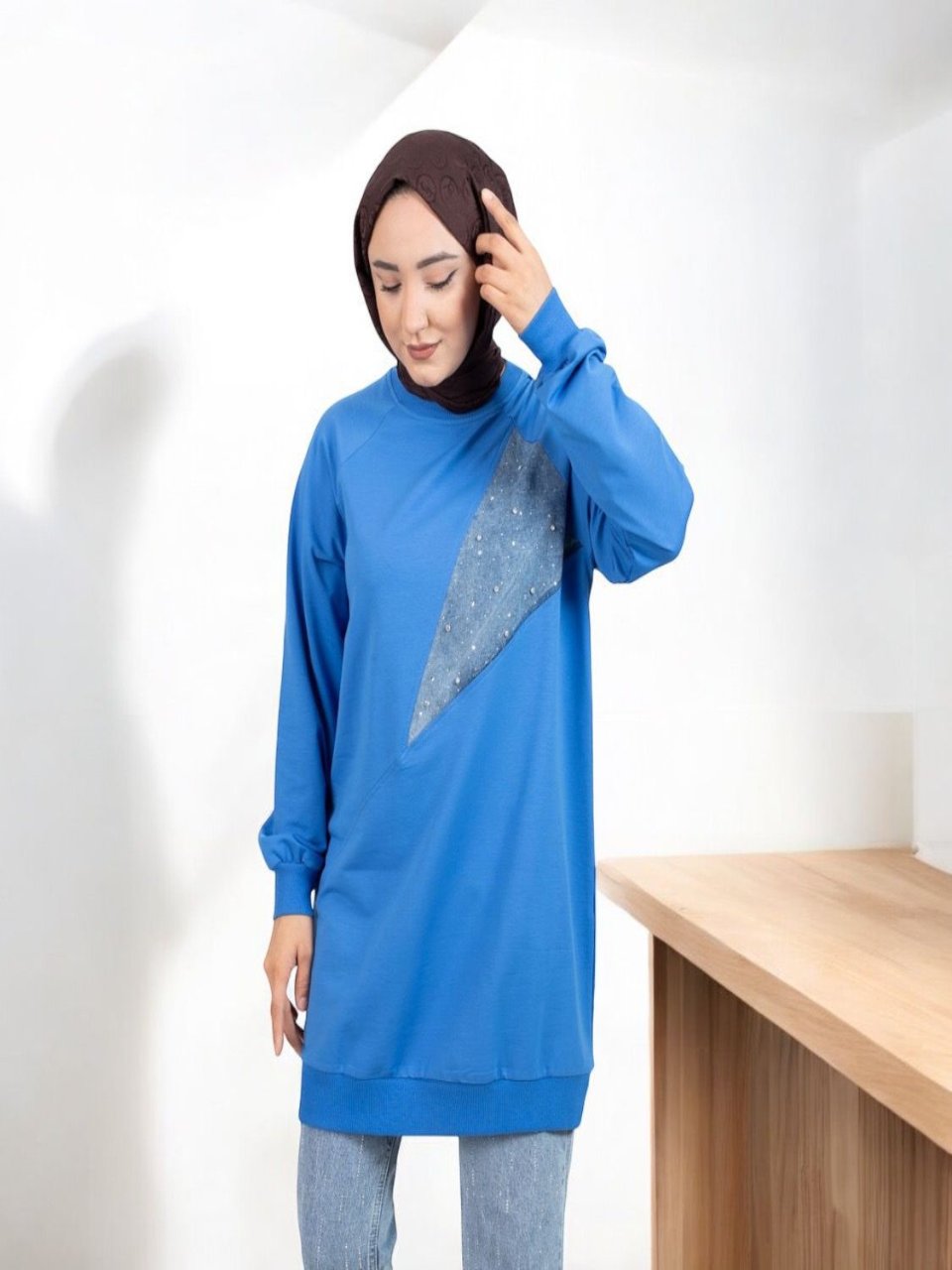 Blossom New Collection: Stylish / Trendy Jean Pattern Blue Tunic