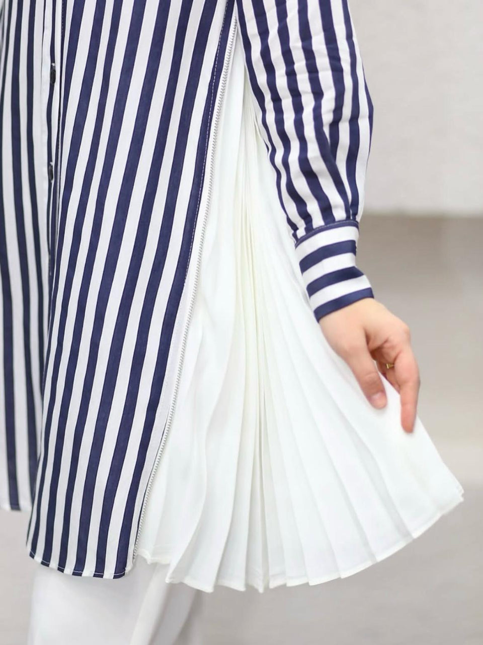 Navy Blue Striped Blossom Collection Linen-Cotton Shirt
