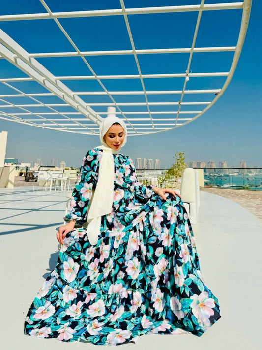 Black & Floral Printed Dress Blossom Collection