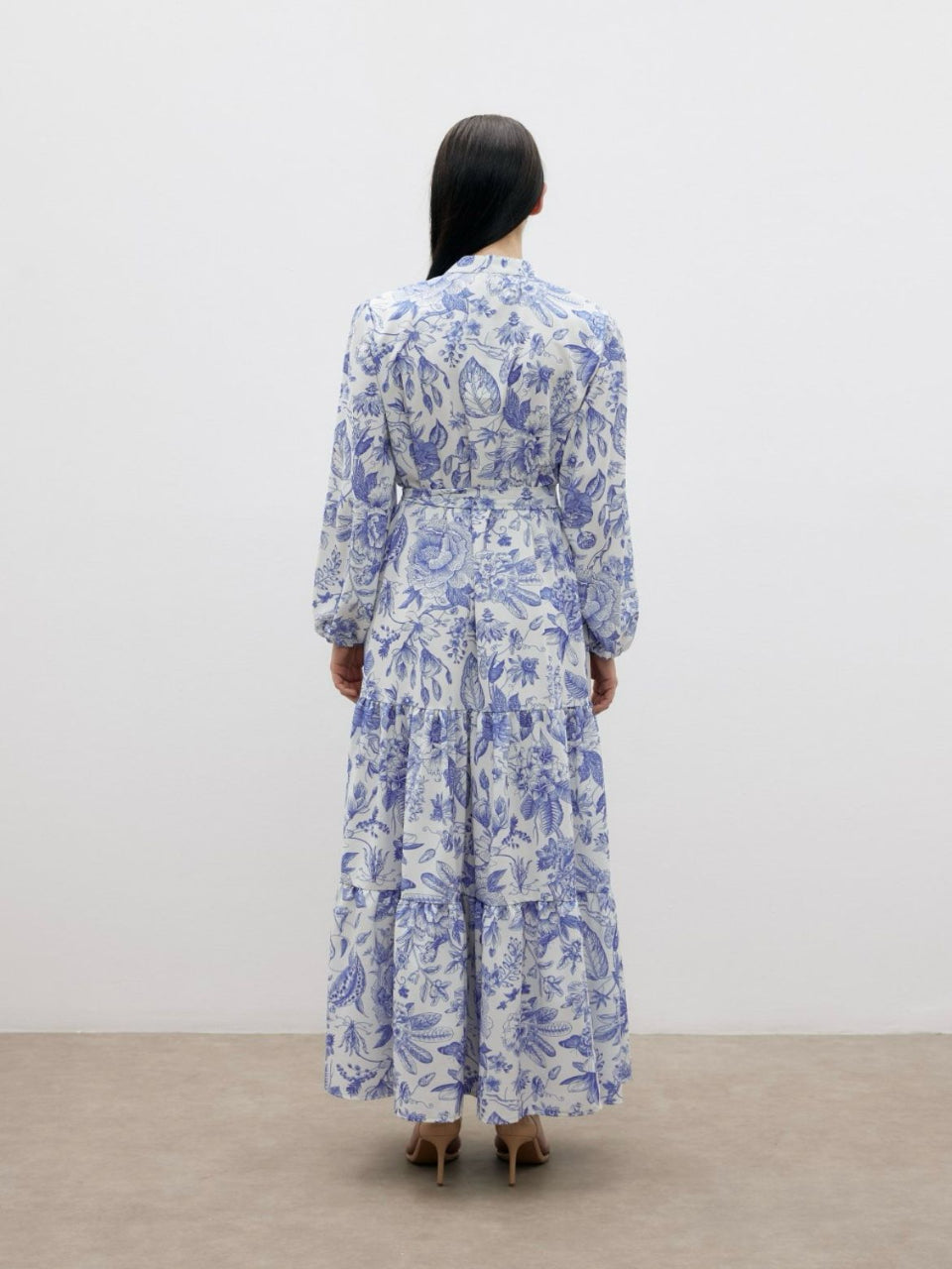 Blossom Collection Blue Floral Printed White Summer Dress
