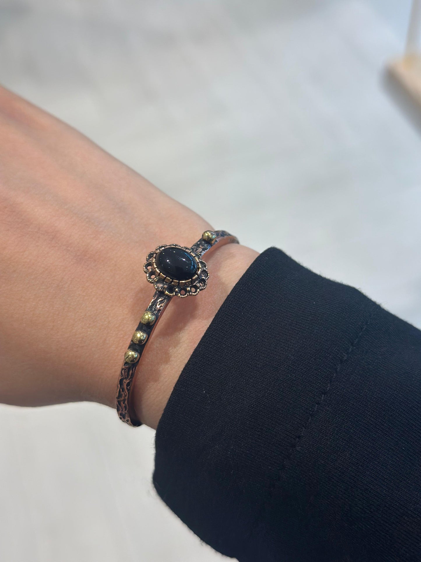 Handmade Copper Bracelet Ring Set– Adjustable Minimalist Bangle/Ring