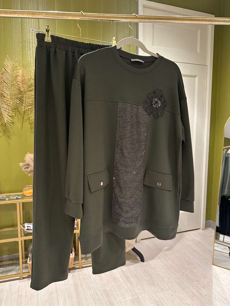 Green Embellished Cord Set