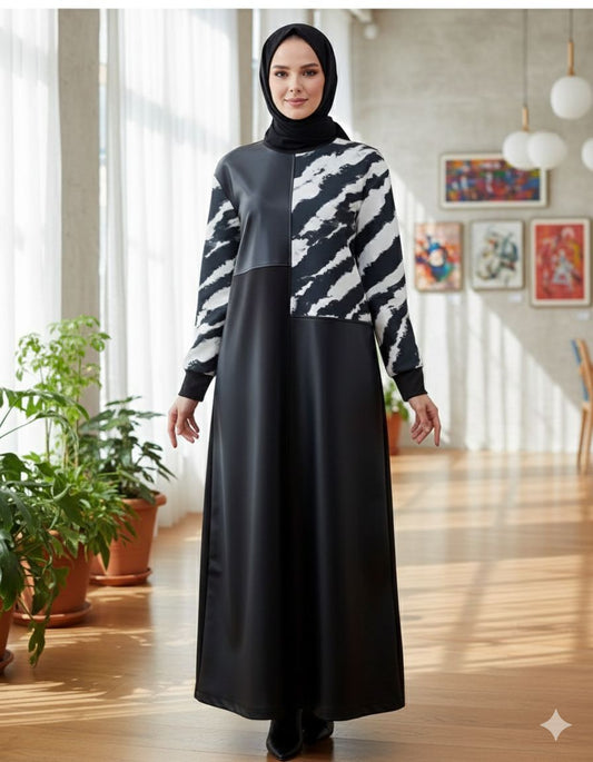 Blossom Collection Leather Detail Elegant Dress