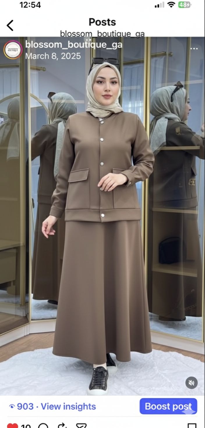 Mocha Elegance Scuba Cocoa Brown Skirt Set