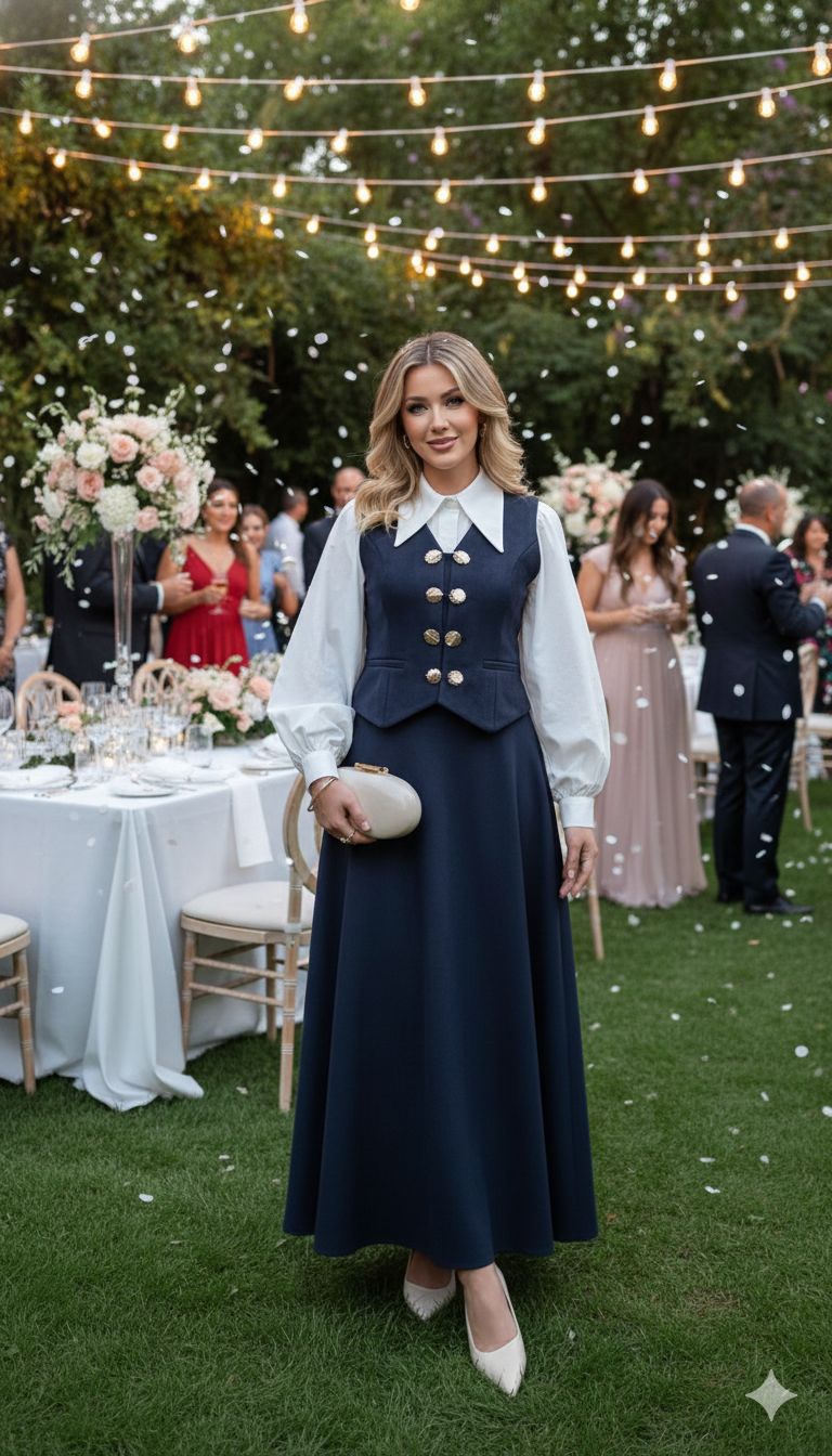 Qashe 3 Piece Skirt Vest Set