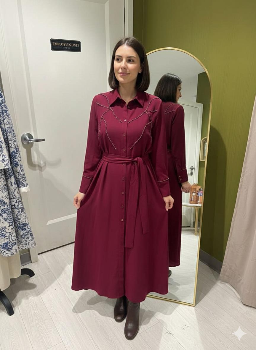 New Collection Linen-Cotton Purple & Dark Red Shirt/Tunic
