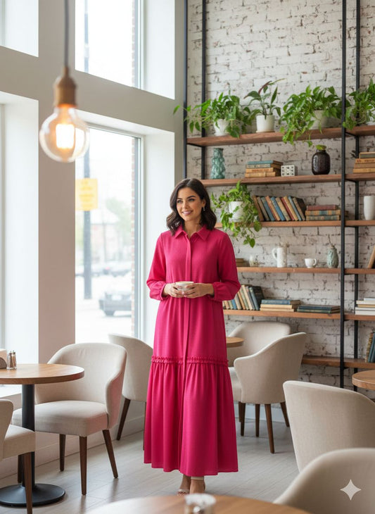 Pinky Cotton Mix Long Dresses