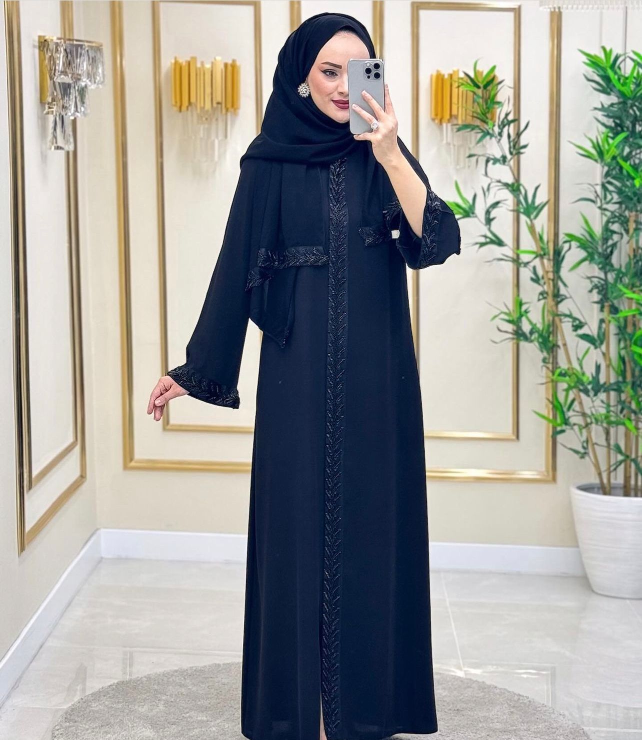 long abaya modest black zipper