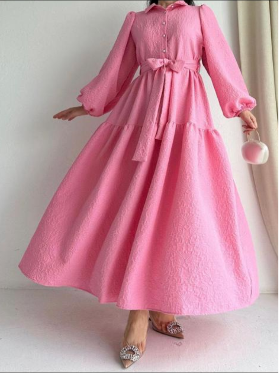 Pinky Cotton Mix Long Dresses