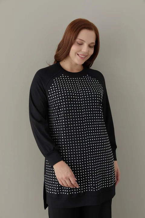 Plus Size Black Studded Tunic – Fatma Danışman