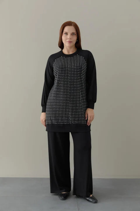 Plus Size Black Studded Tunic – Fatma Danışman