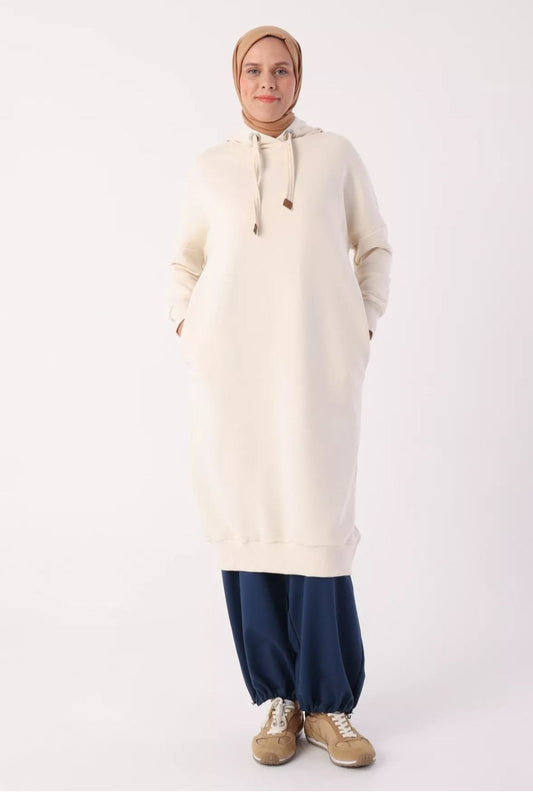 Hooded Sweat Tunic With Pocket