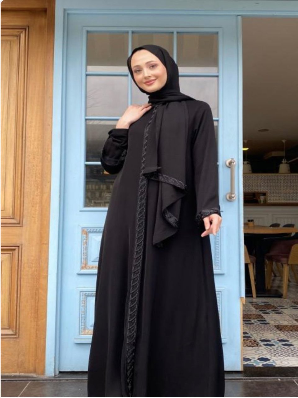 long abaya black elegant 