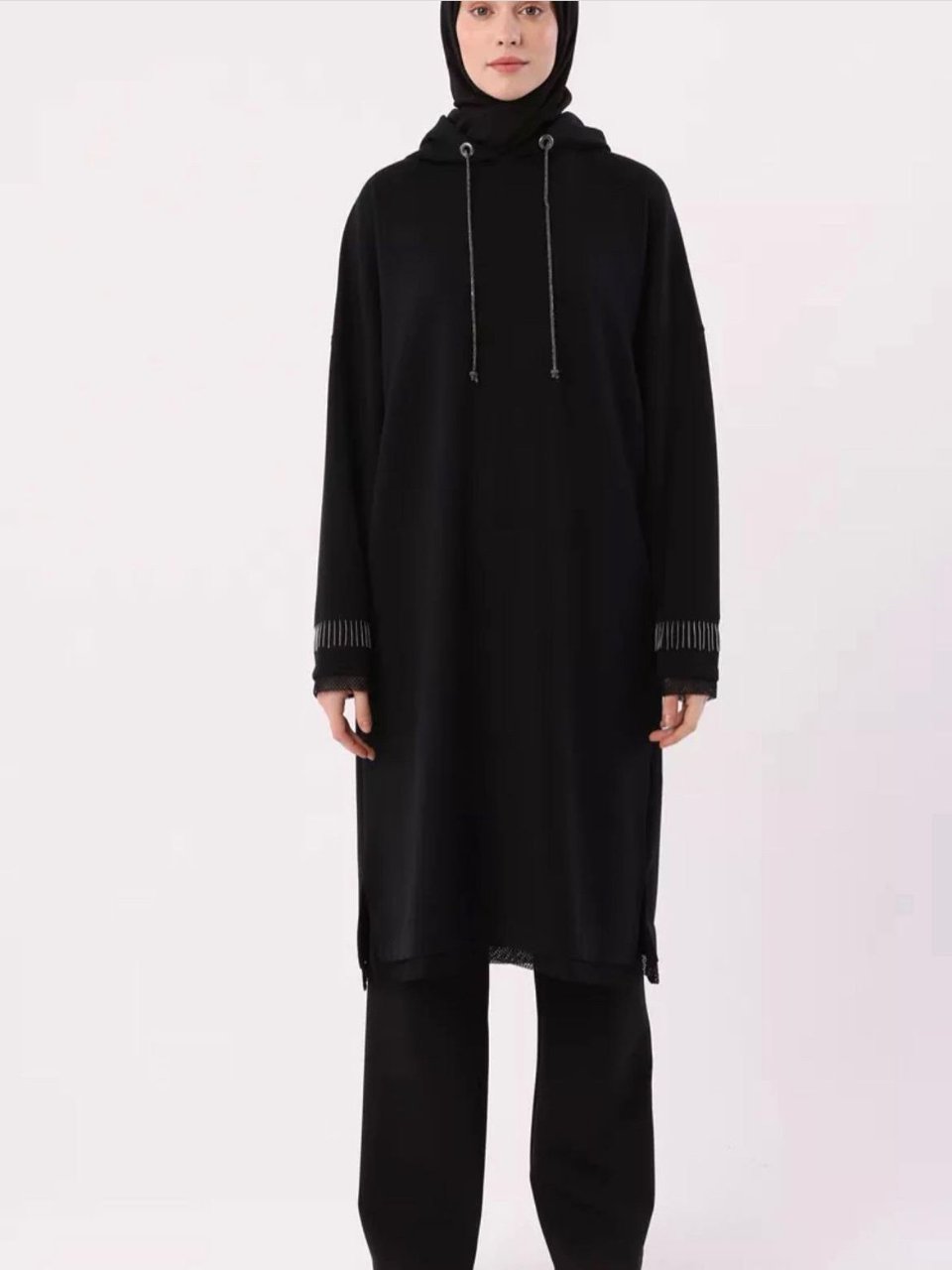 black stylish long comfy tunic