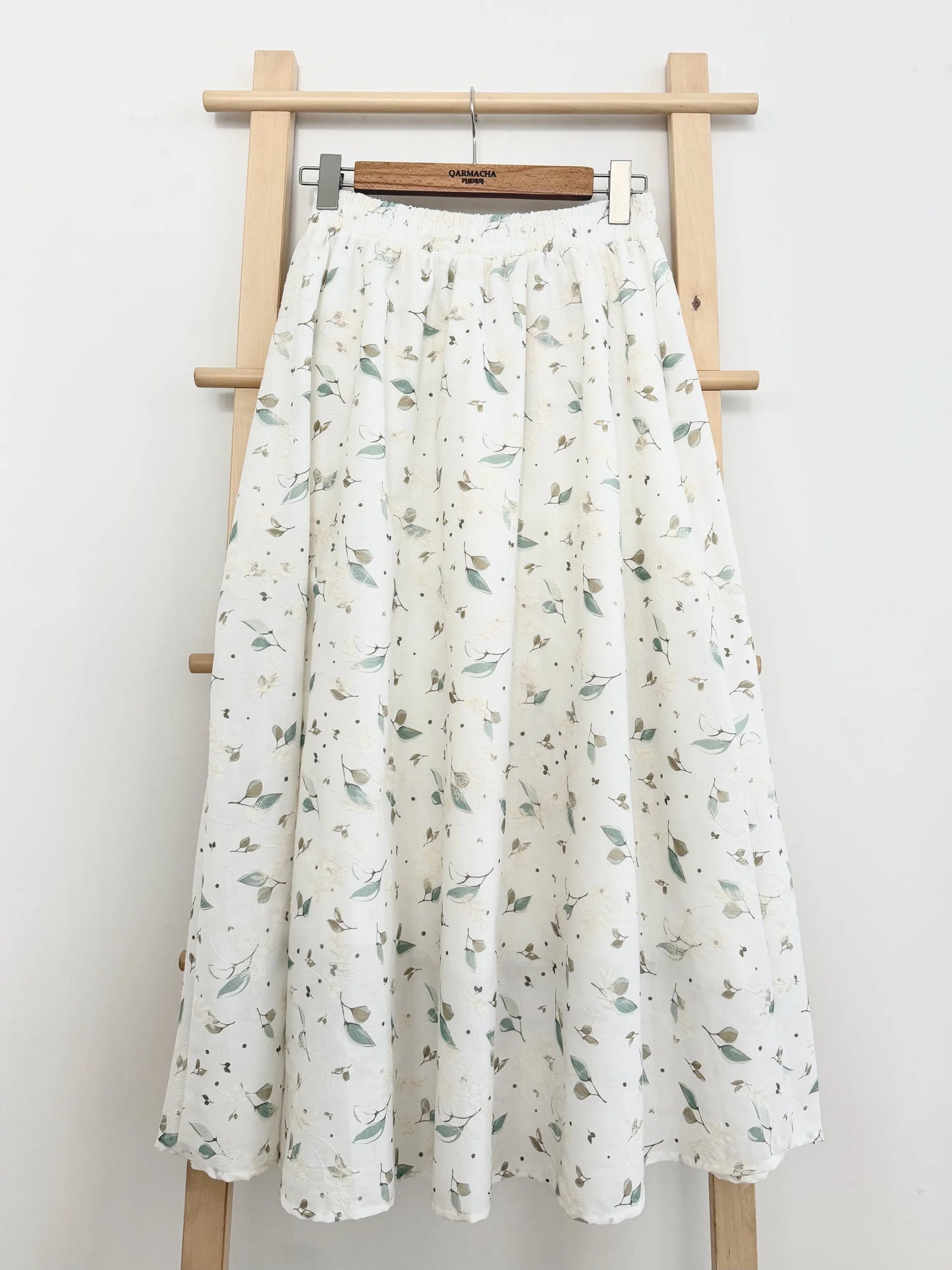 Leaf Detail Embroidered Voile Skirt