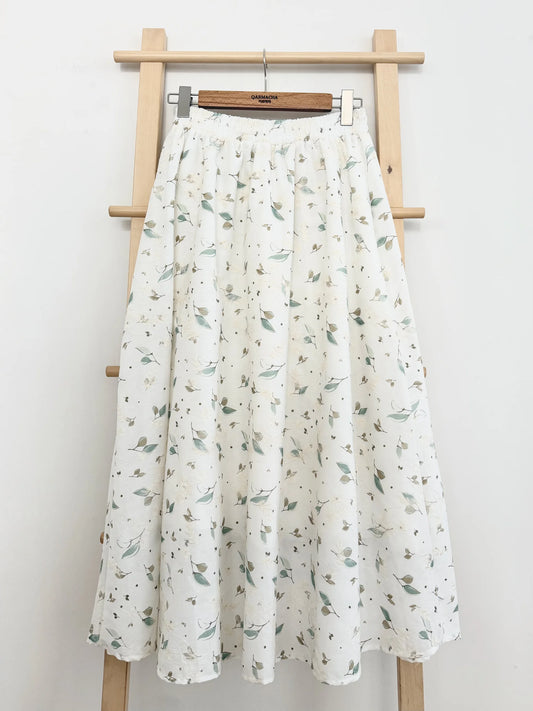 Leaf Detail Embroidered Voile Skirt