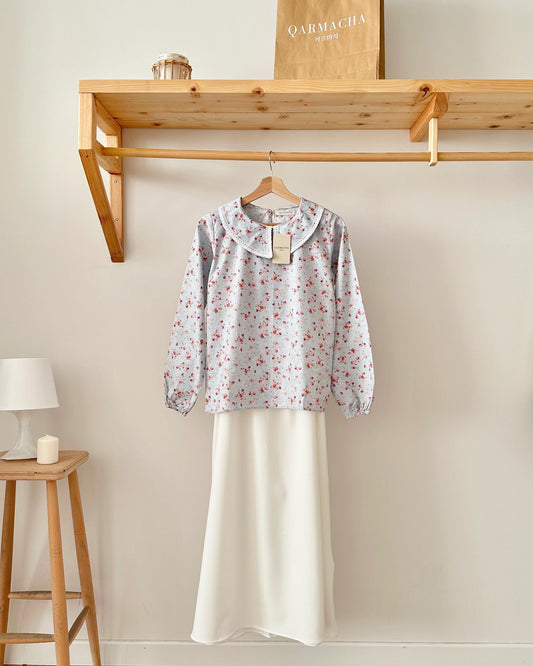 Collared Floral Patterned Shirt & Skirt Set