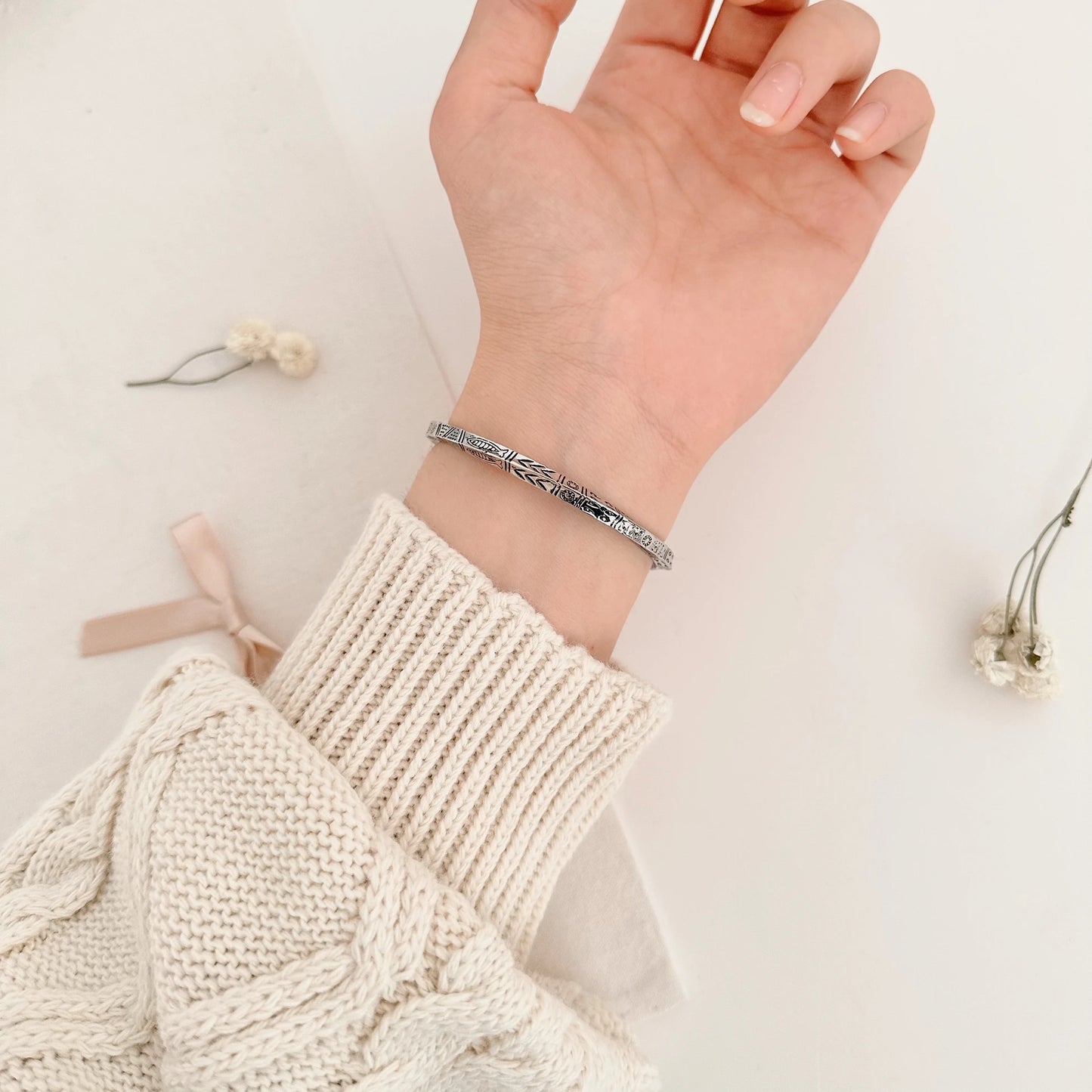 Thin Steel & Silver Mixed Bracelet