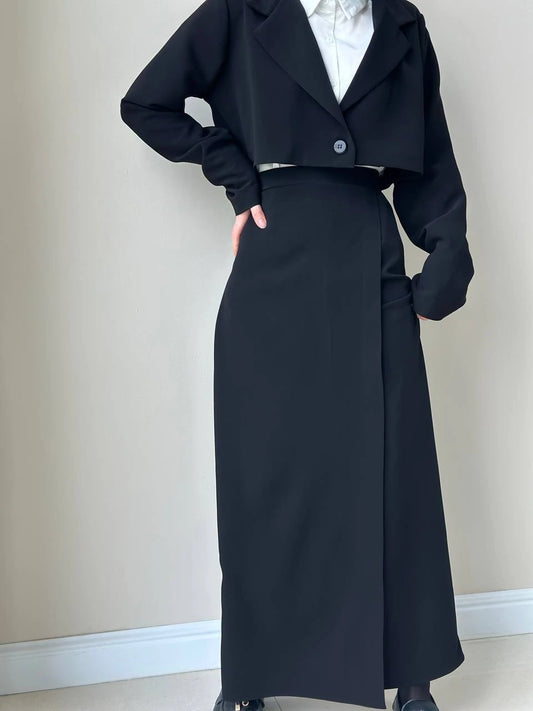Paneled Mini With Jacket Set