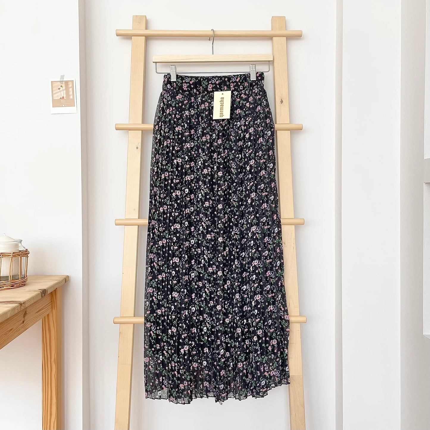 Small Floral Plise Chiffon Skirt