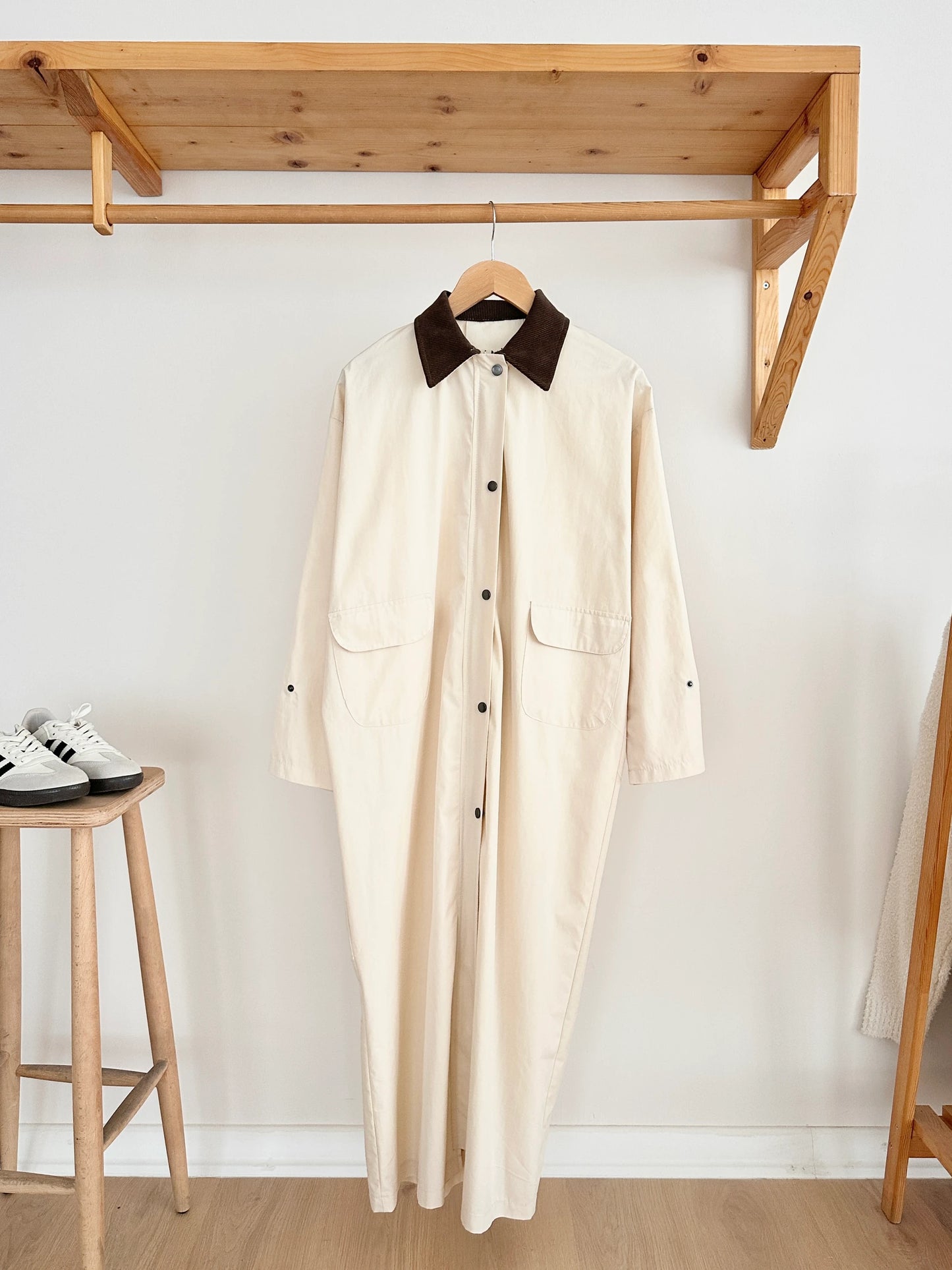 Velvet Detail Trench Coat