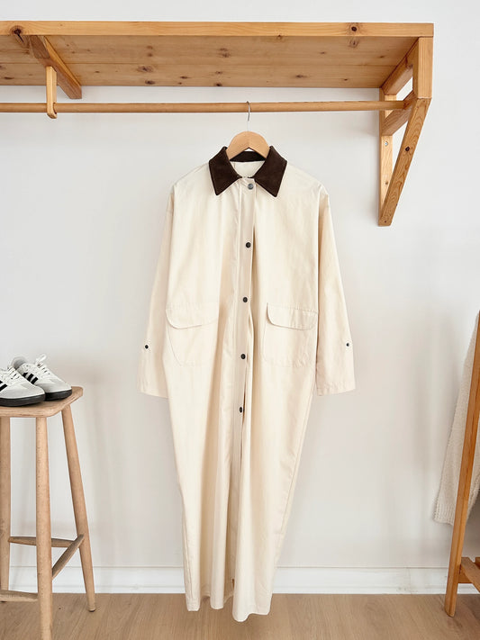 Velvet Detail Trench Coat
