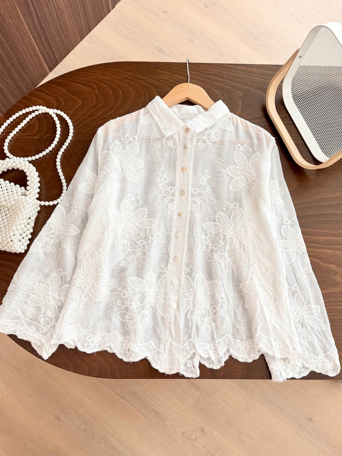 Floral Embroidered Imported Shirt