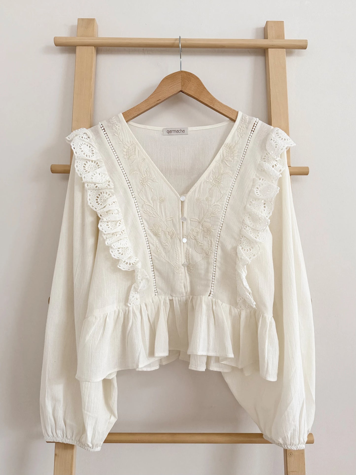 Scalloped Linen Blouse