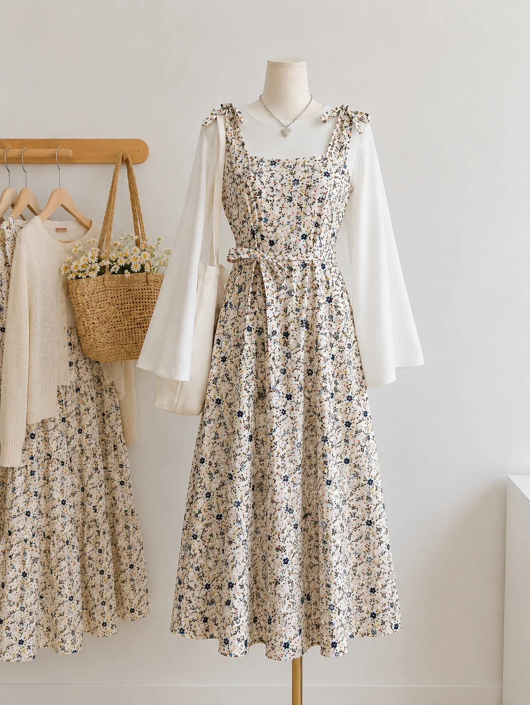 Blue Floral Poplin Vest