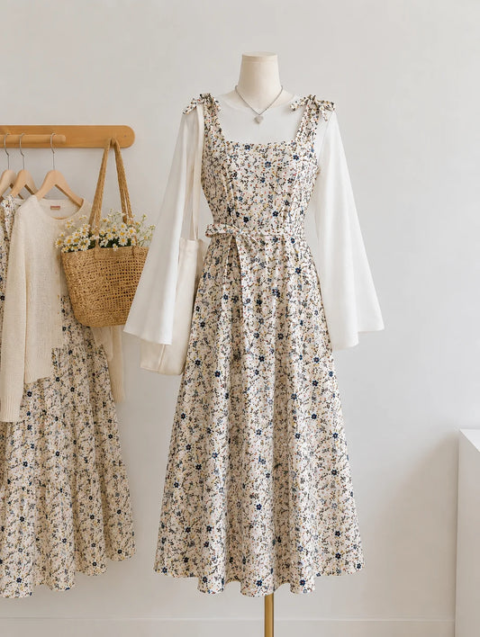 Blue Floral Poplin Vest