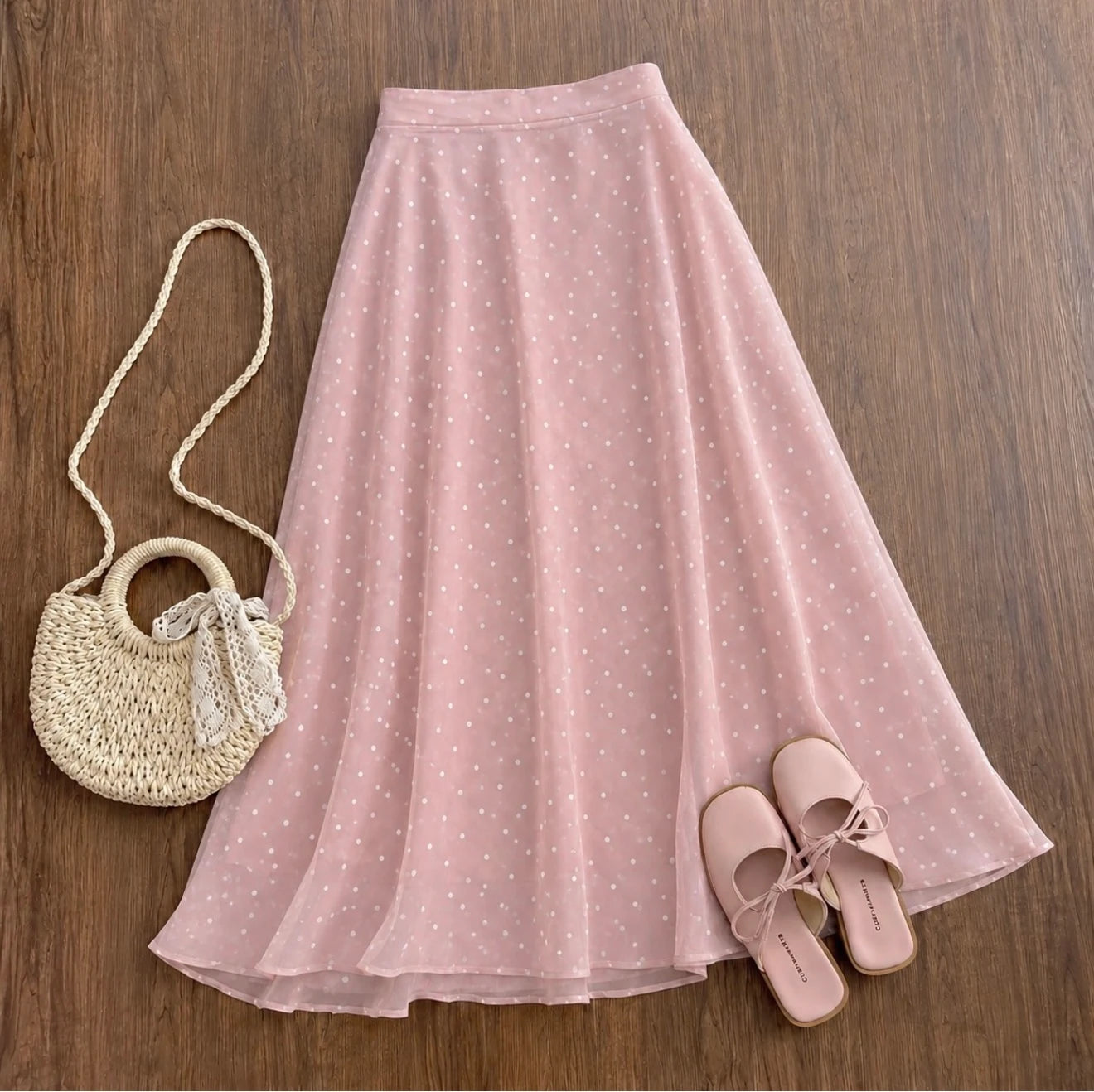 Polka Dot Chiffon Skirt