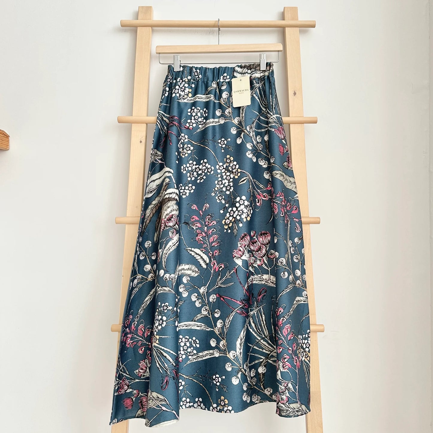Patterned Satin Flared Skirt