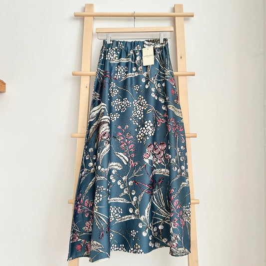 Patterned Satin Flared Skirt