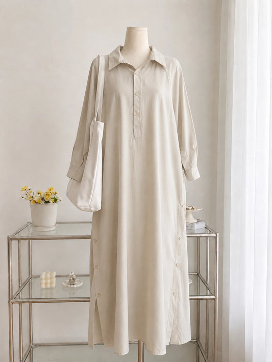 Side Button Detail Shirt Dress